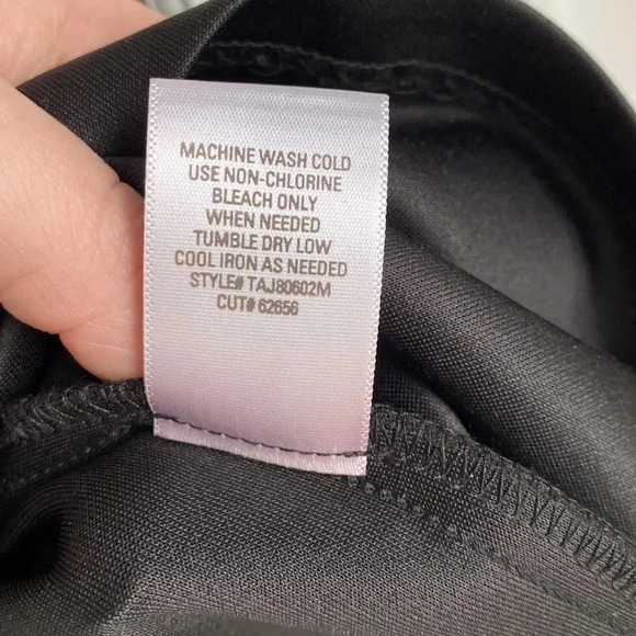 Dress Barn Bodice Lace Back Straight Midi Black Satin Like Dress Size 4 - Picture 8 of 16